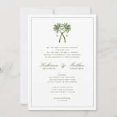 Getekte palmbomen Tropische bestemming bruiloft Kaart (Voorkant)