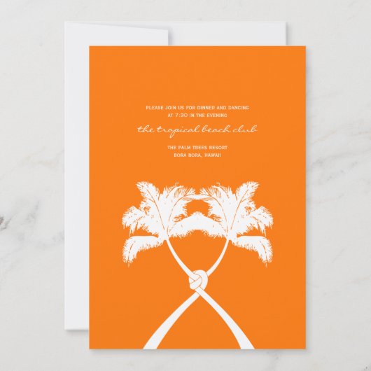 Getekte palmbomen Tropische bestemming bruiloft Kaart (Achterkant)