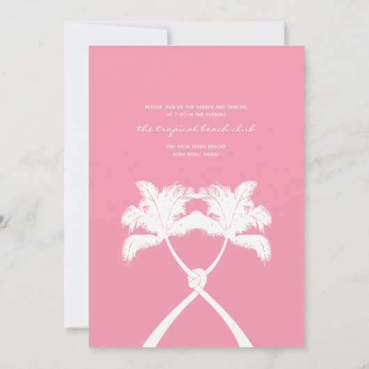 Getekte palmbomen Tropische bestemming bruiloft Kaart (Achterkant)