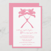 Getekte palmbomen Tropische bestemming bruiloft Kaart (Voorkant / Achterkant)