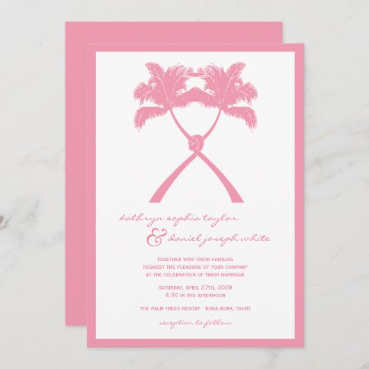 Getekte palmbomen Tropische bestemming bruiloft Kaart (Voorkant / Achterkant)