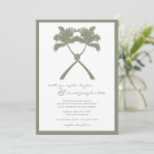 Getekte palmbomen Tropische bestemming bruiloft Kaart (Staand voorkant)