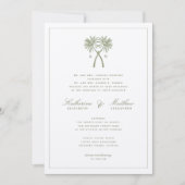 Getekte palmbomen Tropische bestemming bruiloft Kaart (Voorkant)