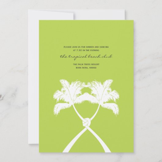 Getekte palmbomen Tropische bestemming bruiloft Kaart (Achterkant)