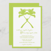 Getekte palmbomen Tropische bestemming bruiloft Kaart (Voorkant / Achterkant)