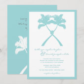 Getekte palmbomen Tropische bestemming bruiloft Kaart (Voorkant / Achterkant)