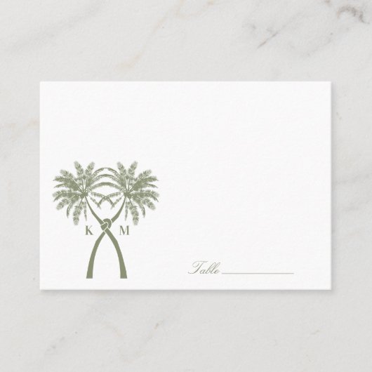 Getekte palmbomen Tropische bestemming bruiloft Plaatskaartje (Voorkant)
