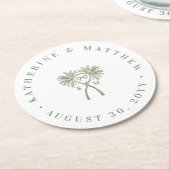 Getekte palmbomen Tropische bestemming bruiloft Ronde Kartonnen Onderzetter (Gebogen)
