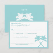 Getekte palmbomen Tropische bestemming bruiloft RSVP Kaartje (Voorkant / Achterkant)