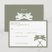 Getekte palmbomen Tropische bestemming bruiloft RSVP Kaartje (Voorkant / Achterkant)