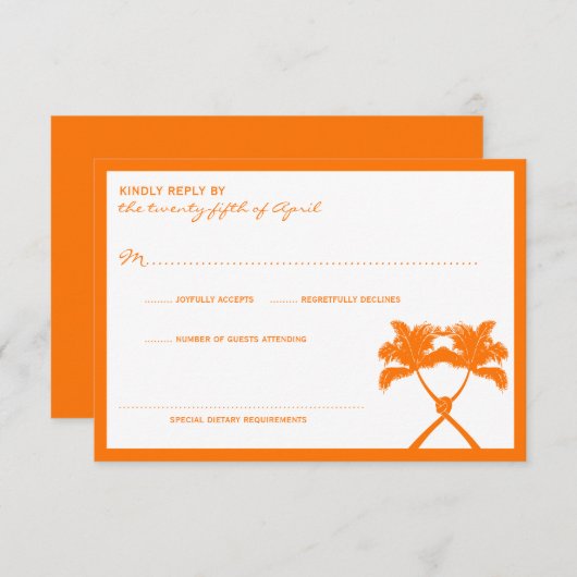 Getekte palmbomen Tropische bestemming bruiloft RSVP Kaartje (Voorkant / Achterkant)