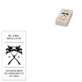 Getekte palmbomen Tropische bestemming bruiloft Rubberstempel (Gestempeld)
