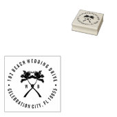 Getekte palmbomen Tropische bestemming bruiloft Rubberstempel (Gestempeld)