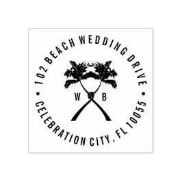 Getekte palmbomen Tropische bestemming bruiloft Rubberstempel