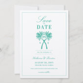 Getekte palmbomen Tropische bestemming bruiloft Save The Date (Voorkant)
