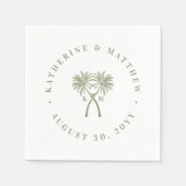 Getekte palmbomen Tropische bestemming bruiloft Servet (Voorkant)