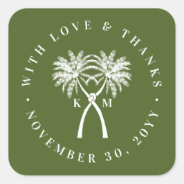 Getekte palmbomen Tropische bestemming bruiloft Vierkante Sticker