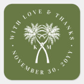 Getekte palmbomen Tropische bestemming bruiloft Vierkante Sticker (Voorkant)