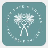 Getekte palmbomen Tropische bestemming bruiloft Vierkante Sticker (Voorkant)