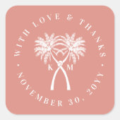 Getekte palmbomen Tropische bestemming bruiloft Vierkante Sticker (Voorkant)