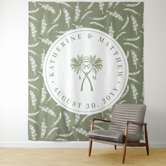 Getekte palmbomen Tropische bestemming bruiloft Wandkleed (In situ)