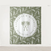 Getekte palmbomen Tropische bestemming bruiloft Wandkleed (Voorkant)