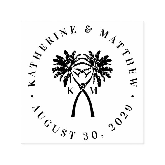 Getekte palmbomen Tropische bestemming bruiloft Zelfinktende Stempel (Design)