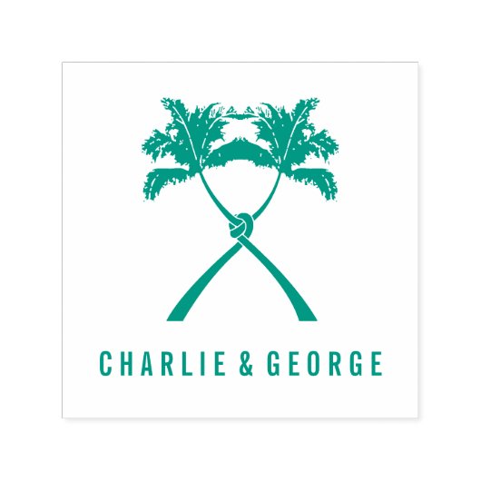 Getekte palmbomen Tropische bestemming bruiloft Zelfinktende Stempel (Design)