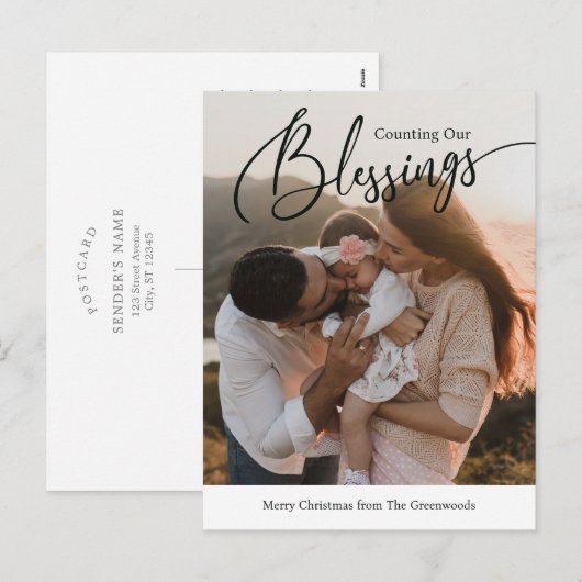 Getelde Zegeningen Religieuze Kerstkaart Feestdagenkaart (Voorkant / Achterkant)