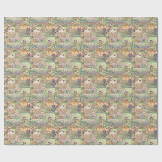 Getelegrafeerde katten in de tuin cadeaupapier (Vlak)