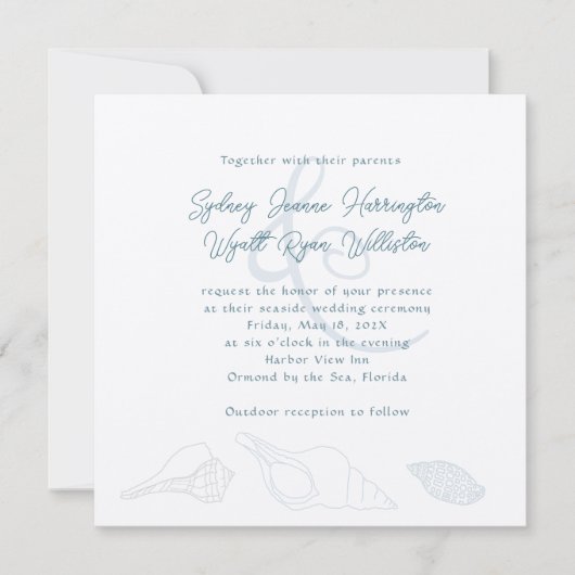 Getelegrafeerde Seashells Traditional Wedding Cere Kaart (Voorkant)