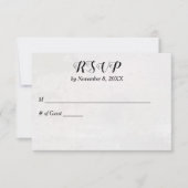 Getelegrafeerde witte bruiloft RSVP kaartje (Voorkant)