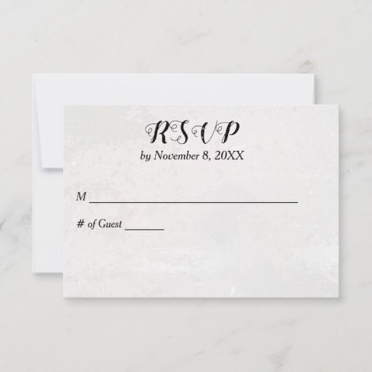 Getelegrafeerde witte bruiloft RSVP kaartje (Voorkant)