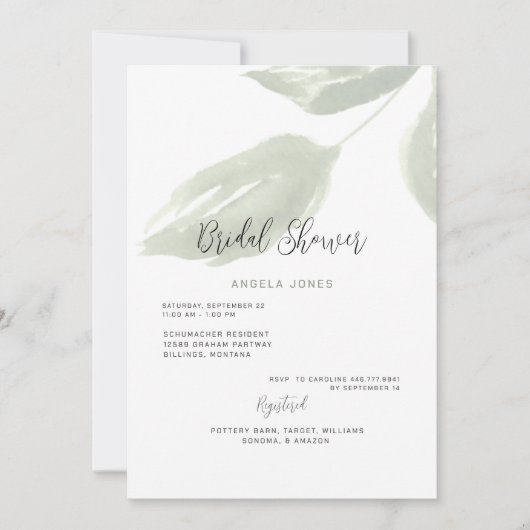 Getemde Bruiloft Ivy Sage Bruidsuitnodiging  Kaart (Voorkant)