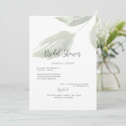 Getemde Bruiloft Ivy Sage Bruidsuitnodiging  Kaart (Staand voorkant)