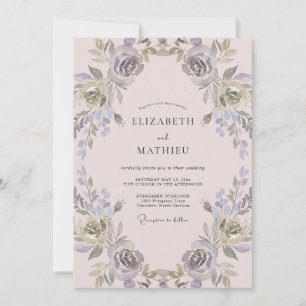 Getemde Mauve Sering Wreath Trouwen Kaart