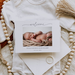 Getemperde grijze babyfoto welkomstkaart kaart
