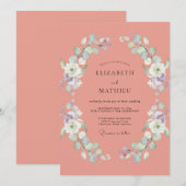 Getemperde Koraalbladige Eucalyptus Bruiloft Kaart (Voorkant / Achterkant)