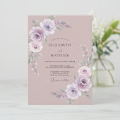Getemperde Lila Ranunculus Eucalyptus Bruiloft Kaart (Staand voorkant)