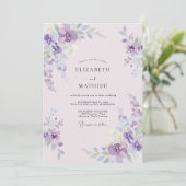 Getemperde Mauve Paarse Bloemblad Bruiloft Kaart (Staand voorkant)