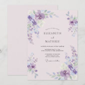 Getemperde Mauve Paarse Bloemblad Bruiloft Kaart (Voorkant / Achterkant)