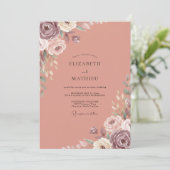 Getemperde Mauve Ranunculus Eucalyptus Bruiloft Kaart (Staand voorkant)