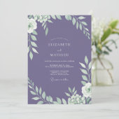 Getemperde Paarse Eucalyptus Bruiloft Kaart (Staand voorkant)