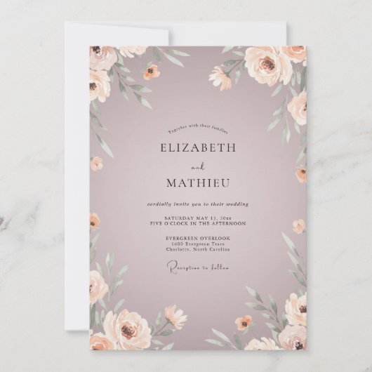Getemperde Roze Ethische Trouwbloemen Kaart (Voorkant)