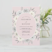 Getemperde Roze Ranunculus Eucalyptus Bruiloft Kaart (Staand voorkant)