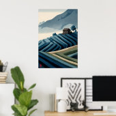 Geterrasseveldenprint Rustig landschap met hut Poster (Thuiskantoor)