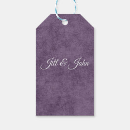 Getextagde paarse trouwgunsttag cadeaulabel