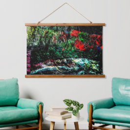 Getextureerd abstract met hout bekleed wandtapijt, hangend wandkleed
