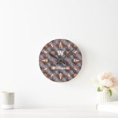 Getextureerd Abstract modern patroonmonogram Stone Ronde Klok (Huis)