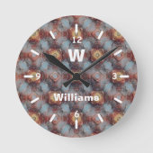 Getextureerd Abstract modern patroonmonogram Stone Ronde Klok (Voorkant)